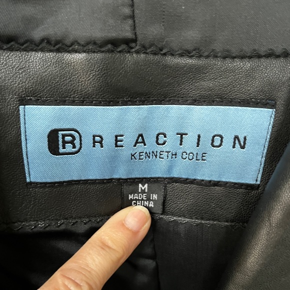 Kenneth Cole Reaction Black Leather Button Up Coat Medium - Picture 8 of 15